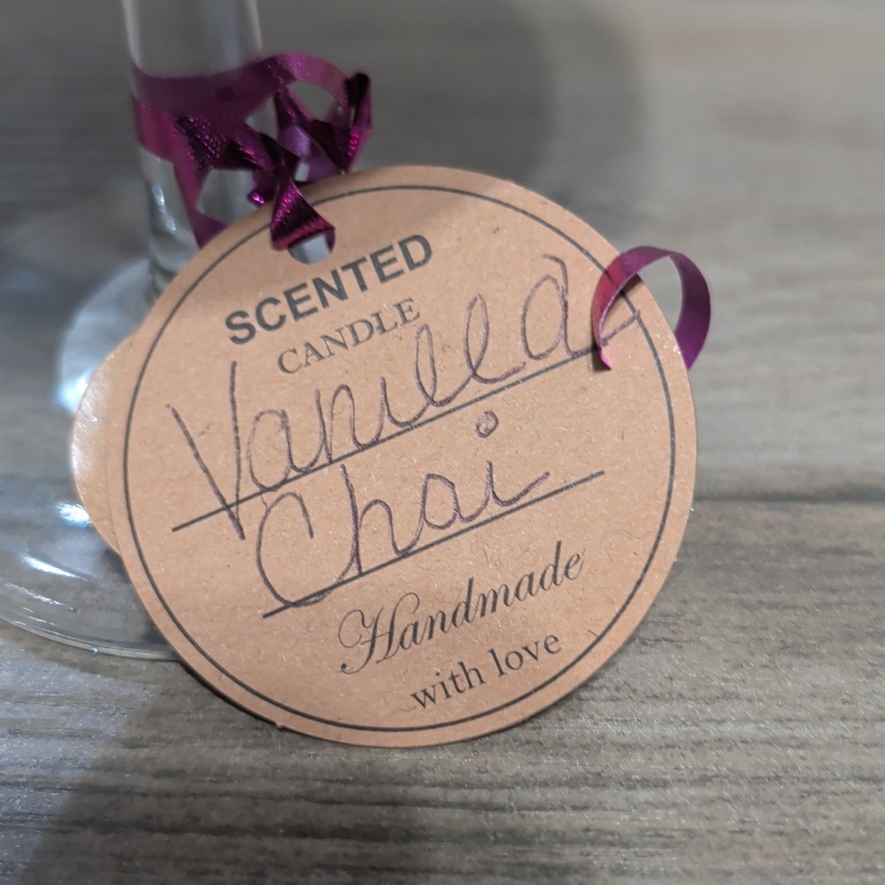 Vanilla Chai  XL Hand Painted ,Hand Crafted 100% Soy Candle In Brandy Sniffer. - Picture 7 of 10